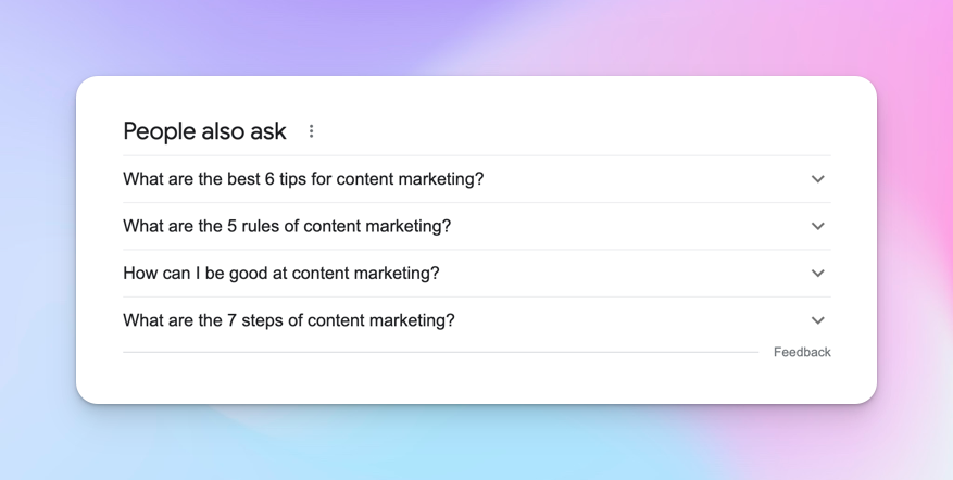google search people also asked content marketing tips