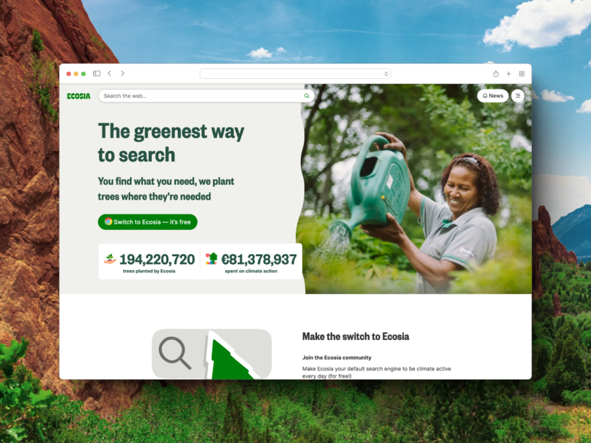 eco-friendly search engine - ecosia